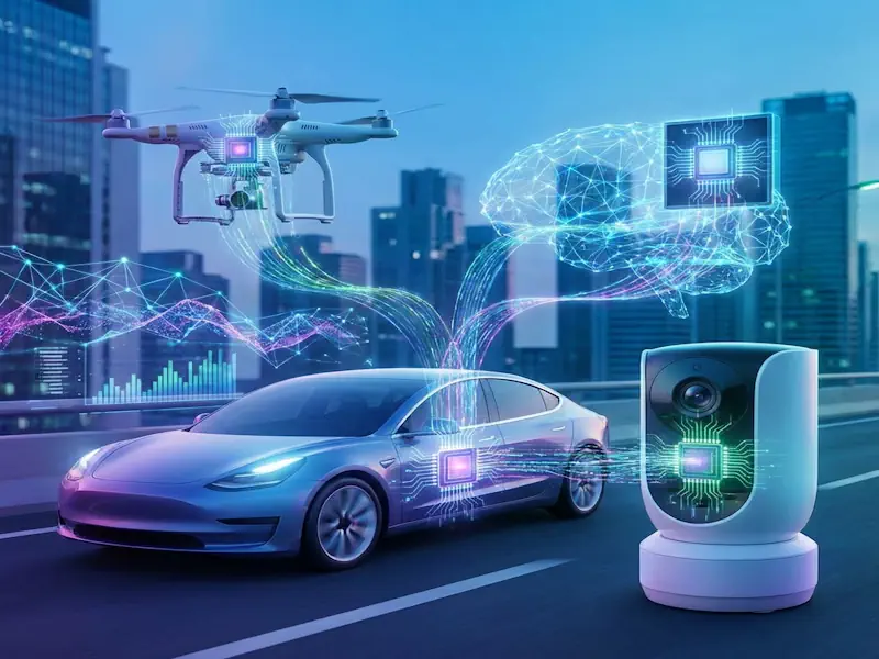 Edge AI de inteligencia artificial on premise España - UE con procesamiento local en dispositivos conectados, dron, vehículo y cámara sin enviar datos a servidores externos ni a la nube