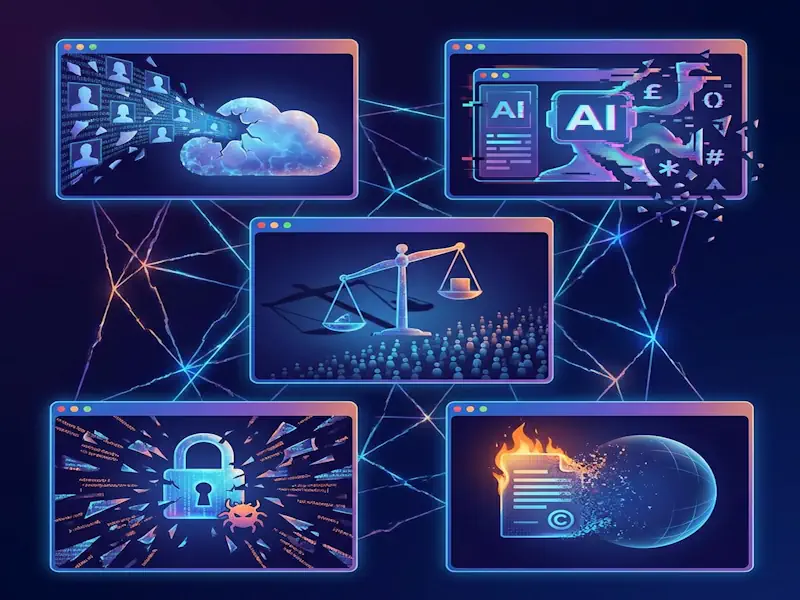 Inteligencia artificial soberana frente a los 5 riesgos de inteligencia artificial on premise España - UE: fuga de datos a la nube, modelo inestable, sesgo algorítmico, brecha de seguridad con candado roto y pérdida de documentos por jurisdicción extranjera