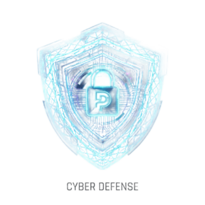 Escudo de energía hexagonal en 3D con luz de neón azul y circuitos de fibra óptica, representando el blindaje de ciberseguridad avanzada y la resiliencia proactiva de Towin-IA.