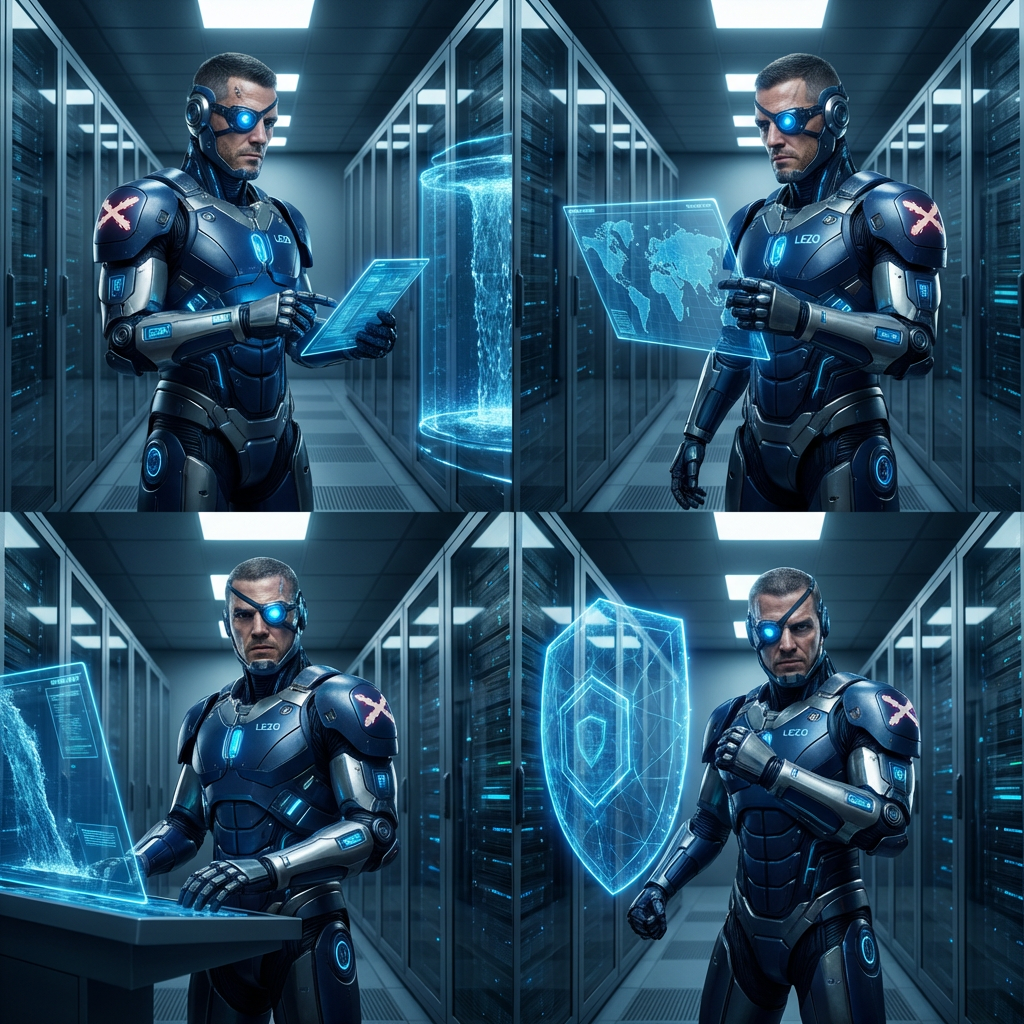 Escudo digital luminoso protegiendo una red local de infraestructuras externas, representando la soberanía tecnológica y la independencia de Towin-IA frente a nubes extranjeras.