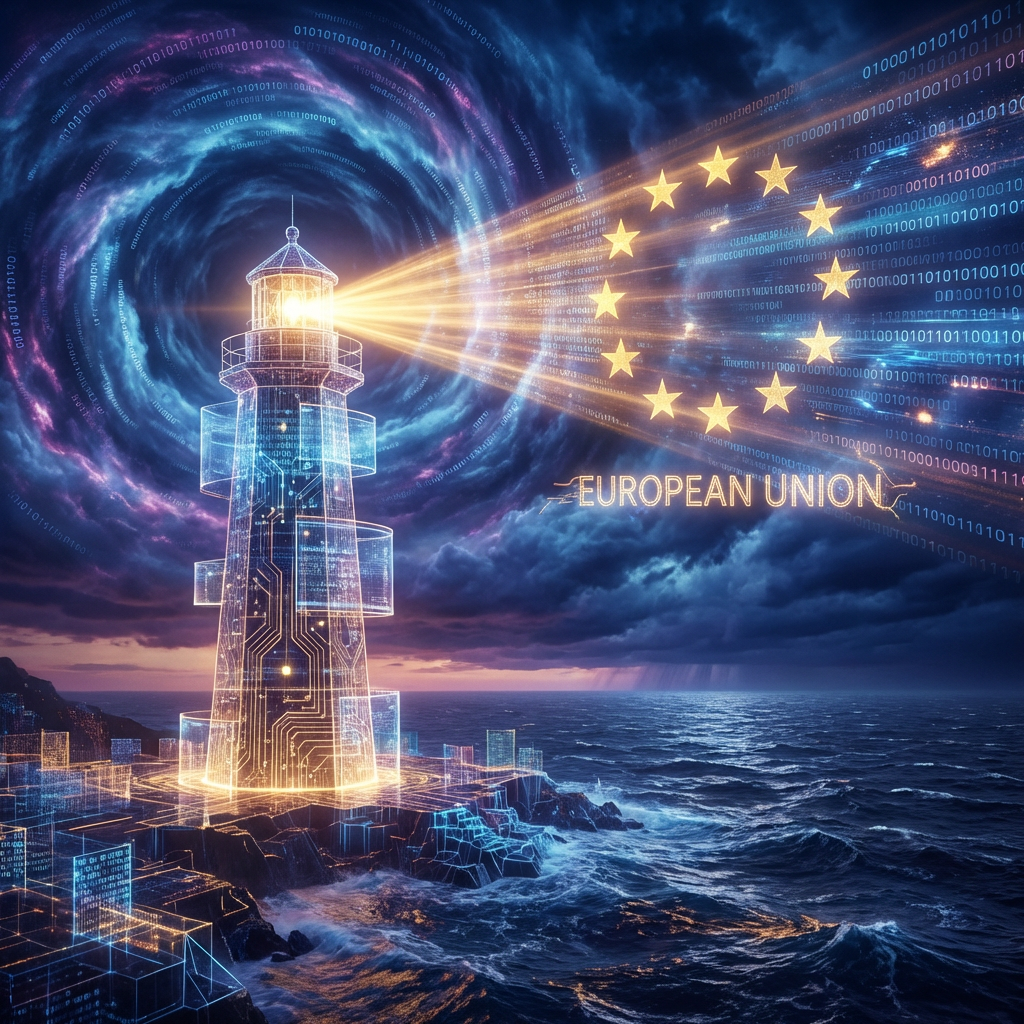 Escudo digital luminoso protegiendo una red local de infraestructuras externas, representando la soberanía tecnológica y la independencia de Towin-IA frente a nubes extranjeras.