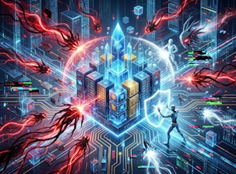 Agente de defensa activa de ciberseguridad protegiendo infraestructura digital contra ataques de malware in tiempo real con tecnología de inteligencia artificial