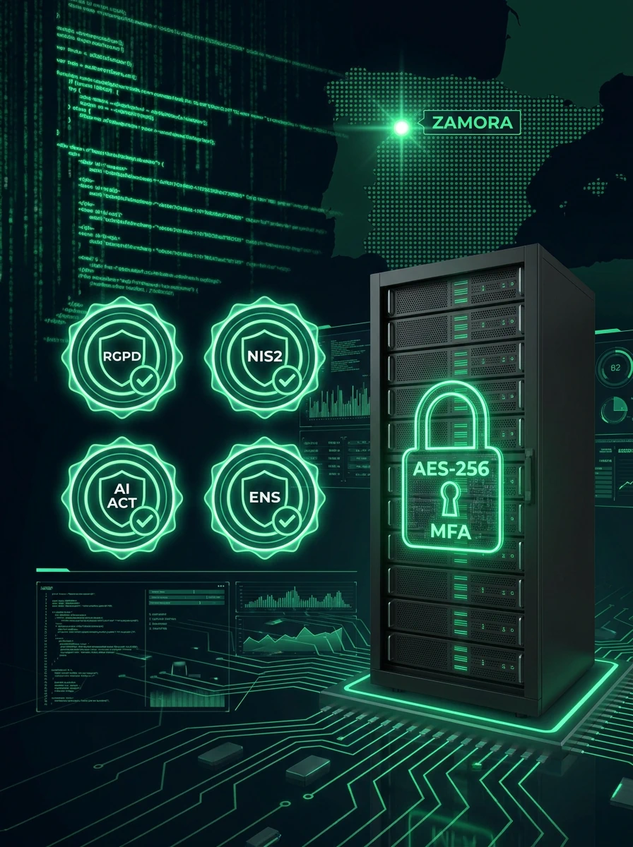 Cumplimiento normativo empresas España - RGPD, NIS2, AI Act, ENS - Datacenter propio Zamora TOWINIA